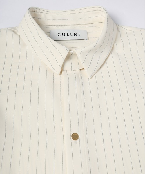 CULLNI（クルニ）の「Stripe Double Cloth Chin Tab Long Sleeve Shirt（シャツ/ブラウス・メンズ・ホワイト/ネイビー/ブラック・0/1/2）」の9枚目の写真