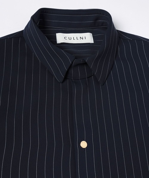 CULLNI（クルニ）の「Stripe Double Cloth Chin Tab Long Sleeve Shirt（シャツ/ブラウス・メンズ・ホワイト/ネイビー/ブラック・0/1/2）」の13枚目の写真