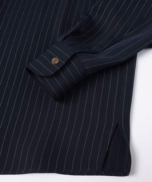 Stripe Double Cloth Chin Tab Long Sleeve Shirt（シャツ/ブラウス