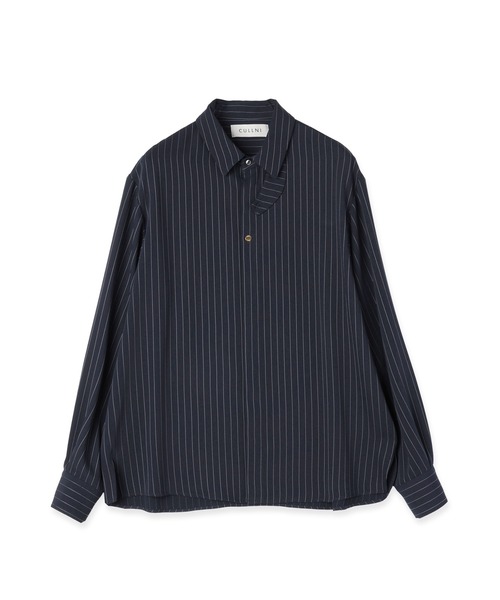 CULLNI（クルニ）の「Stripe Double Cloth Chin Tab Long Sleeve Shirt（シャツ/ブラウス・メンズ・ホワイト/ネイビー/ブラック・0/1/2）」の20枚目の写真