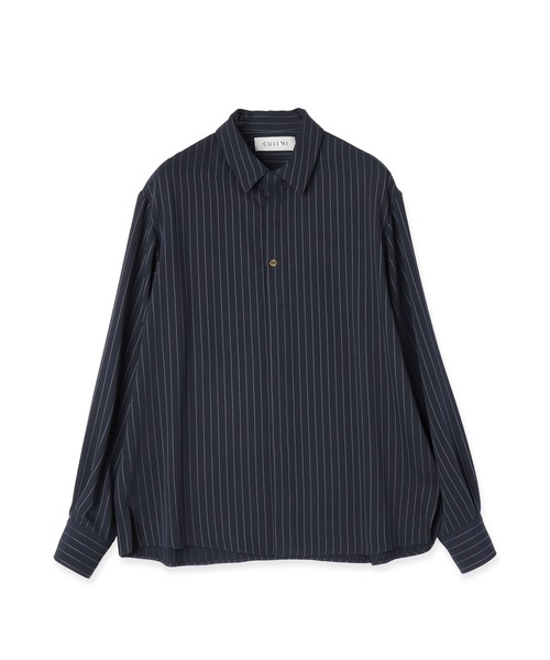 CULLNI（クルニ）の「Stripe Double Cloth Chin Tab Long Sleeve Shirt（シャツ/ブラウス・メンズ・ホワイト/ネイビー/ブラック・0/1/2）」の21枚目の写真