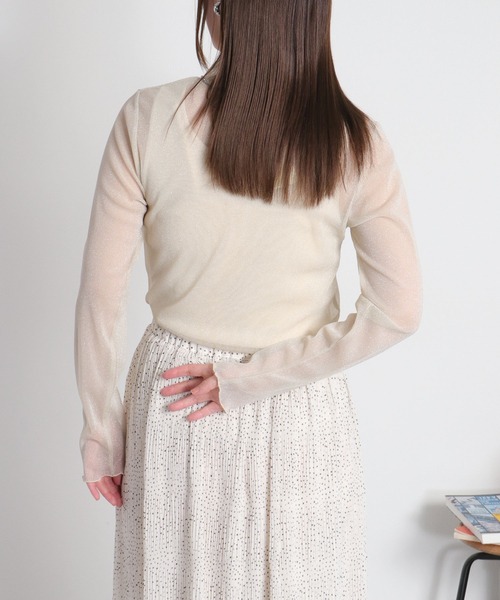 cepo(セポ)の「フリルハイネックシアーラメインナーカットソー(Tシャツ/カットソー・レディース・グレー/ベージュ/チャコール/ブラウン/ブラック・M)」の9枚目の写真