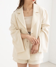 バルーンスリーブフレアコート（ノーカラージャケット）｜ACYM