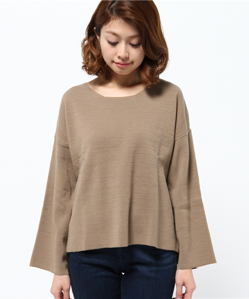 OUTLET（アウトレット）の「【WHO'S WHO gallery】58天竺ニット（ニット/セーター・レディース・ベージュ/カーキ・FREE）」の9枚目の写真