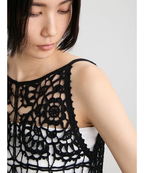MIESROHE(ミースロエ)の「【洗える】かぎ針レースキャミ(ニット/セーター・レディース・ブラック/ホワイト/ブラウン・F)」の10枚目の写真