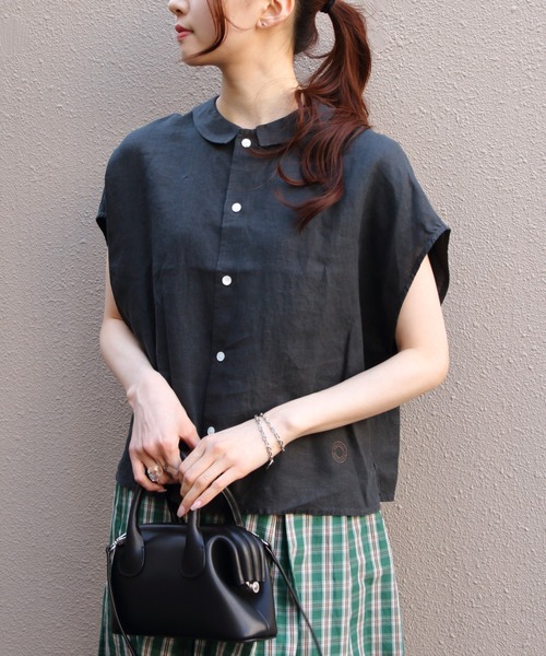 ORCIVAL(オーシバル)の「ORCIVAL/オーシバル リネンスリーブレスシャツ LINEN SLEEVELESS SHIRT OR-B0360 YLM(シャツ/ブラウス・レディース・チャコールグレー/ライトグレー/イエロー・1)」の1枚目の写真
