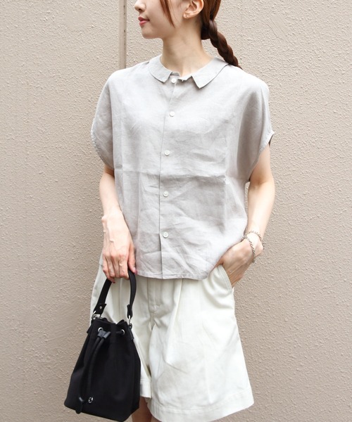 ORCIVAL(オーシバル)の「ORCIVAL/オーシバル リネンスリーブレスシャツ LINEN SLEEVELESS SHIRT OR-B0360 YLM(シャツ/ブラウス・レディース・チャコールグレー/ライトグレー/イエロー・1)」の2枚目の写真