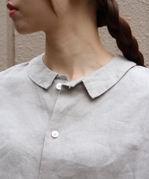 ORCIVAL(オーシバル)の「ORCIVAL/オーシバル リネンスリーブレスシャツ LINEN SLEEVELESS SHIRT OR-B0360 YLM(シャツ/ブラウス・レディース・チャコールグレー/ライトグレー/イエロー・1)」の4枚目の写真
