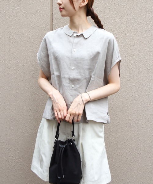 ORCIVAL(オーシバル)の「ORCIVAL/オーシバル リネンスリーブレスシャツ LINEN SLEEVELESS SHIRT OR-B0360 YLM(シャツ/ブラウス・レディース・チャコールグレー/ライトグレー/イエロー・1)」の6枚目の写真