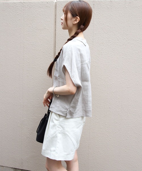 ORCIVAL(オーシバル)の「ORCIVAL/オーシバル リネンスリーブレスシャツ LINEN SLEEVELESS SHIRT OR-B0360 YLM(シャツ/ブラウス・レディース・チャコールグレー/ライトグレー/イエロー・1)」の7枚目の写真