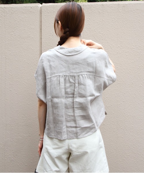 ORCIVAL(オーシバル)の「ORCIVAL/オーシバル リネンスリーブレスシャツ LINEN SLEEVELESS SHIRT OR-B0360 YLM(シャツ/ブラウス・レディース・チャコールグレー/ライトグレー/イエロー・1)」の8枚目の写真