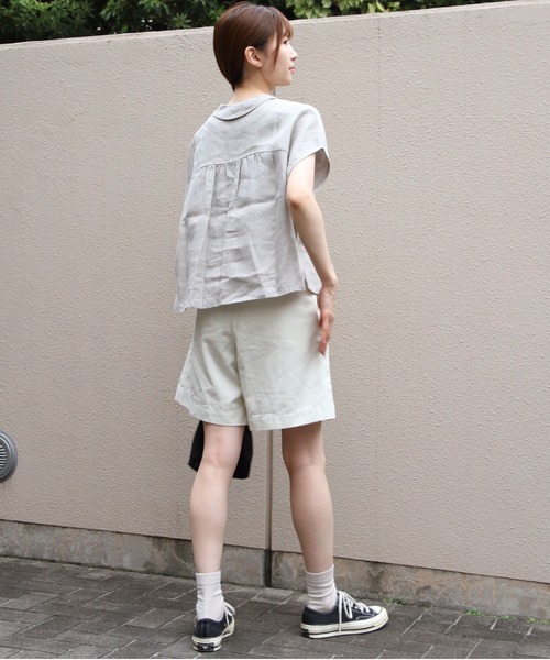ORCIVAL(オーシバル)の「ORCIVAL/オーシバル リネンスリーブレスシャツ LINEN SLEEVELESS SHIRT OR-B0360 YLM(シャツ/ブラウス・レディース・チャコールグレー/ライトグレー/イエロー・1)」の10枚目の写真