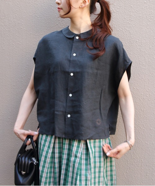 ORCIVAL(オーシバル)の「ORCIVAL/オーシバル リネンスリーブレスシャツ LINEN SLEEVELESS SHIRT OR-B0360 YLM(シャツ/ブラウス・レディース・チャコールグレー/ライトグレー/イエロー・1)」の12枚目の写真