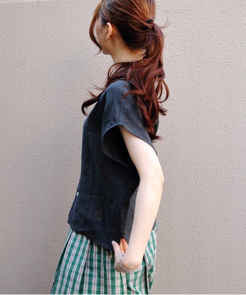 ORCIVAL(オーシバル)の「ORCIVAL/オーシバル リネンスリーブレスシャツ LINEN SLEEVELESS SHIRT OR-B0360 YLM(シャツ/ブラウス・レディース・チャコールグレー/ライトグレー/イエロー・1)」の13枚目の写真