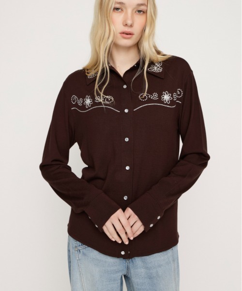 WESTERN STUDS KNIT SHIRT ウェスタンスタッズニットシャツ 春服
