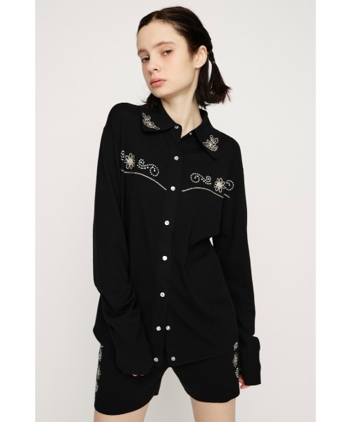 SLY(スライ)の「WESTERN STUDS KNIT SHIRT ウェスタンスタッズニットシャツ 春服(ニット/セーター・レディース・ブラック/ブラウン・FREE)」の14枚目の写真