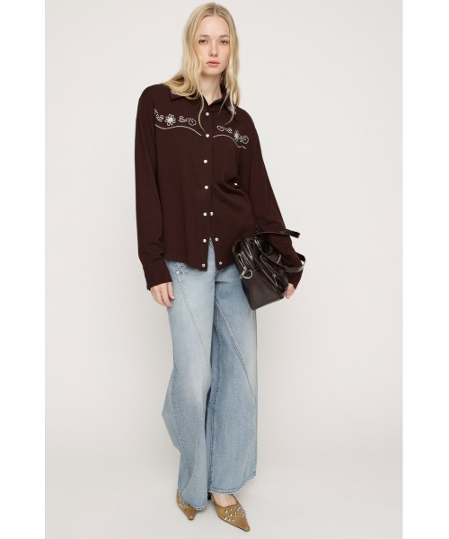 SLY(スライ)の「WESTERN STUDS KNIT SHIRT ウェスタンスタッズニットシャツ 春服(ニット/セーター・レディース・ブラック/ブラウン・FREE)」の7枚目の写真