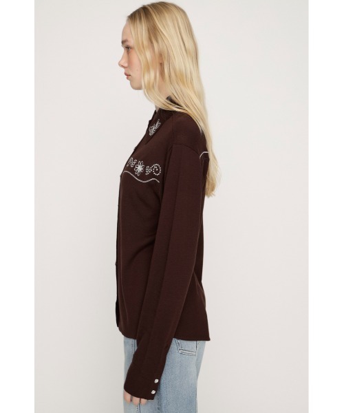SLY(スライ)の「WESTERN STUDS KNIT SHIRT ウェスタンスタッズニットシャツ 春服(ニット/セーター・レディース・ブラック/ブラウン・FREE)」の10枚目の写真