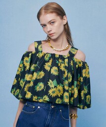 WEB 一部店舗限定【LOULOU WILLOUGHBY】サンフラワープリントブラウス