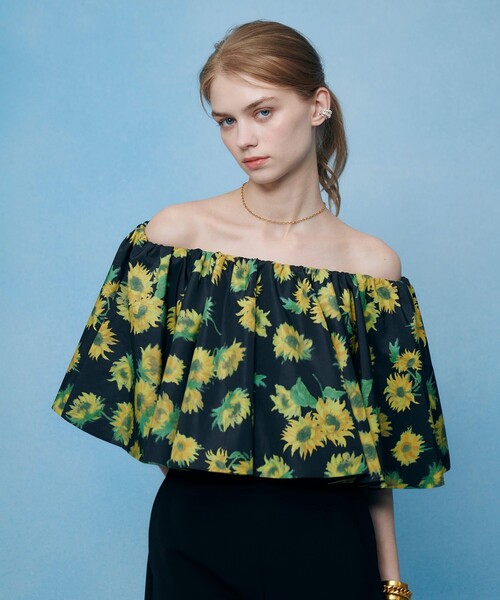LOULOU WILLOUGHBY(ルルウィルビー)の「WEB 一部店舗限定【LOULOU WILLOUGHBY】サンフラワープリントブラウス(シャツ/ブラウス・レディース・ブラック系その他/グリーン系その他・2)」の12枚目の写真