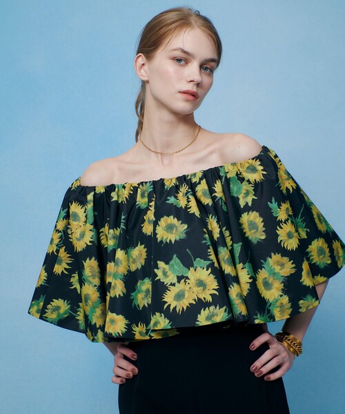 LOULOU WILLOUGHBY(ルルウィルビー)の「WEB 一部店舗限定【LOULOU WILLOUGHBY】サンフラワープリントブラウス(シャツ/ブラウス・レディース・ブラック系その他/グリーン系その他・2)」の13枚目の写真