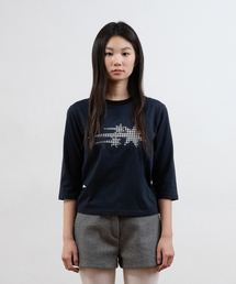 NICE GHOST CLUB | 3STAR APPLIQUE 3/4 SLEEVE TEE_NAVY(NG2GSUT563A)(Tシャツ/カットソー)