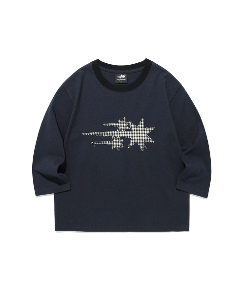 NICE GHOST CLUB（ナイスゴーストクラブ）の「3STAR APPLIQUE 3/4 SLEEVE TEE_NAVY(NG2GSUT563A)（Tシャツ/カットソー・レディース・ネイビー・SMALL/MEDIUM）」の2枚目の写真