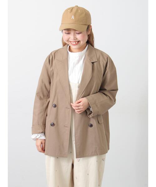 Samansa Mos2（サマンサ モスモス）の「ダブルテーラードジャケット（ノーカラージャケット・レディース・ライトベージュ/ベージュ/グレー・F）」の2枚目の写真