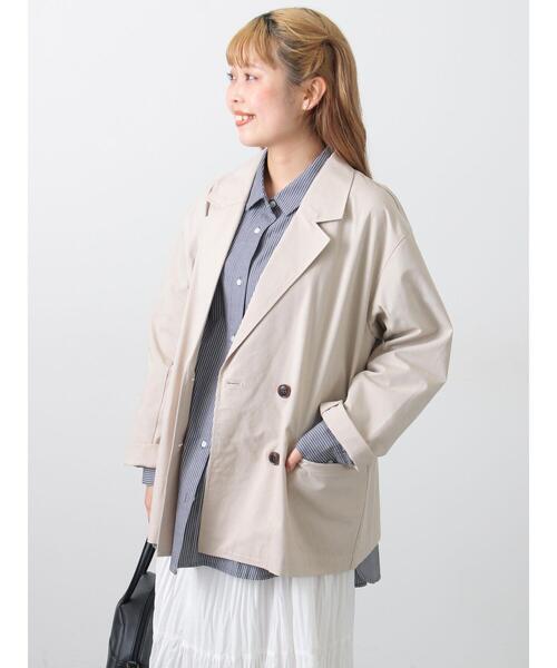 Samansa Mos2（サマンサ モスモス）の「ダブルテーラードジャケット（ノーカラージャケット・レディース・ライトベージュ/ベージュ/グレー・F）」の3枚目の写真