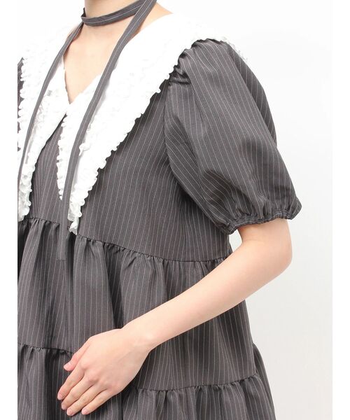 jouetie（ジュエティ）の「ビッグカラーフレアミニワンピース チェック柄（ワンピース・レディース・レッド/ブルー/グレー・MEDIUM）」の13枚目の写真