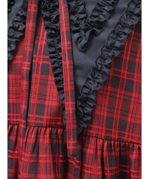 jouetie（ジュエティ）の「ビッグカラーフレアミニワンピース チェック柄（ワンピース・レディース・レッド/ブルー/グレー・MEDIUM）」の17枚目の写真