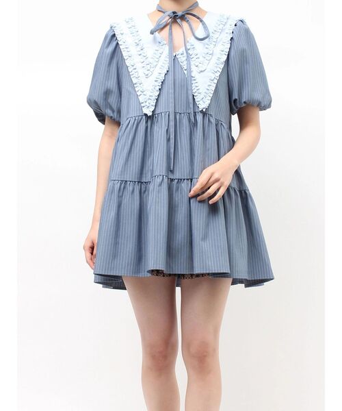 jouetie（ジュエティ）の「ビッグカラーフレアミニワンピース チェック柄（ワンピース・レディース・レッド/ブルー/グレー・MEDIUM）」の21枚目の写真