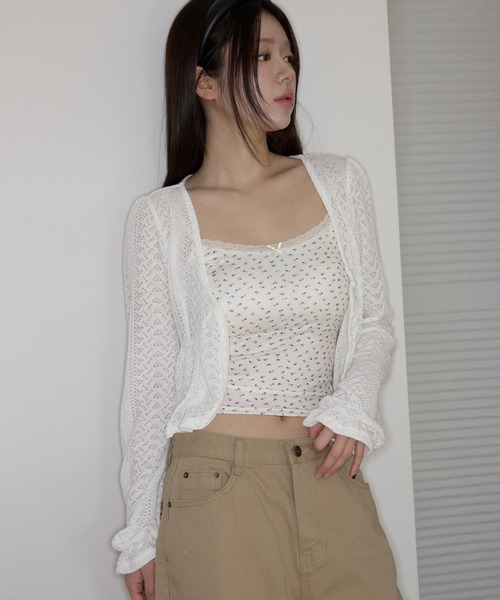 UNE MANSION(ユヌマンション)の「レースクロップドニットボレロカーディガン(カーディガン/ボレロ・レディース・ベージュ/アイボリー・FREE)」の14枚目の写真