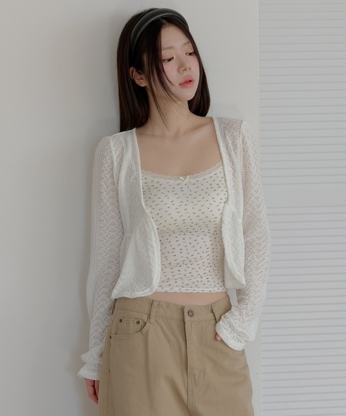 UNE MANSION(ユヌマンション)の「レースクロップドニットボレロカーディガン(カーディガン/ボレロ・レディース・ベージュ/アイボリー・FREE)」の15枚目の写真