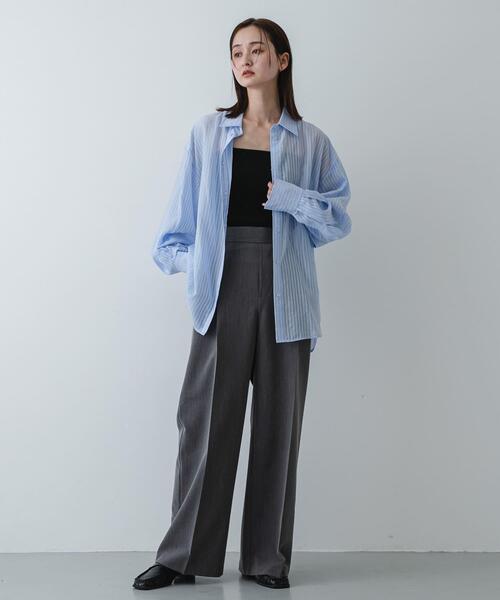 SENSE OF PLACE by URBAN RESEARCH（センスオブプレイスバイアーバンリサーチ）の「『接触冷感/速乾』シアーストライプアレンジシャツ（シャツ/ブラウス・レディース・ライトピンク/ライトブルー/ベージュ・ONE）」の8枚目の写真