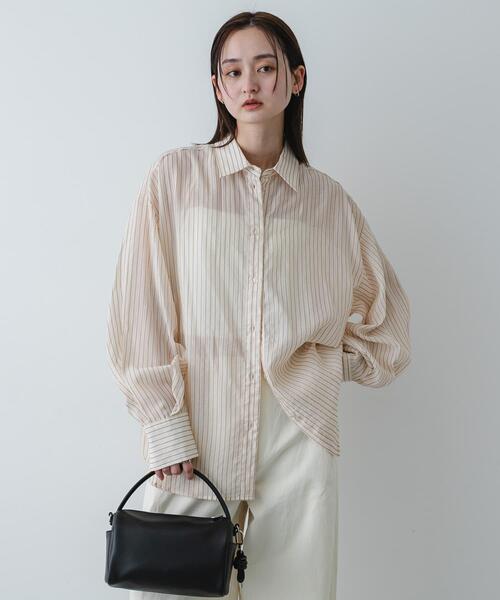 SENSE OF PLACE by URBAN RESEARCH（センスオブプレイスバイアーバンリサーチ）の「『接触冷感/速乾』シアーストライプアレンジシャツ（シャツ/ブラウス・レディース・ライトピンク/ライトブルー/ベージュ・ONE）」の16枚目の写真