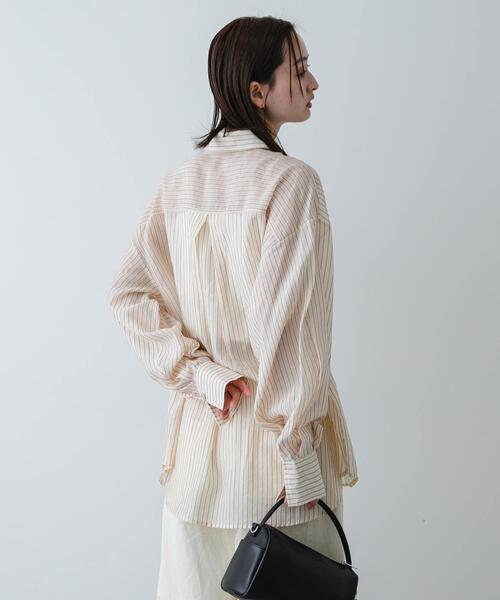 SENSE OF PLACE by URBAN RESEARCH（センスオブプレイスバイアーバンリサーチ）の「『接触冷感/速乾』シアーストライプアレンジシャツ（シャツ/ブラウス・レディース・ライトピンク/ライトブルー/ベージュ・ONE）」の18枚目の写真