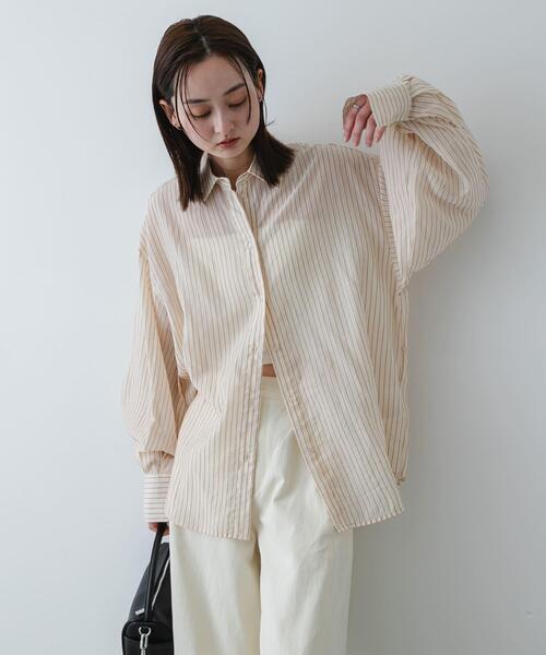 SENSE OF PLACE by URBAN RESEARCH（センスオブプレイスバイアーバンリサーチ）の「『接触冷感/速乾』シアーストライプアレンジシャツ（シャツ/ブラウス・レディース・ライトピンク/ライトブルー/ベージュ・ONE）」の19枚目の写真