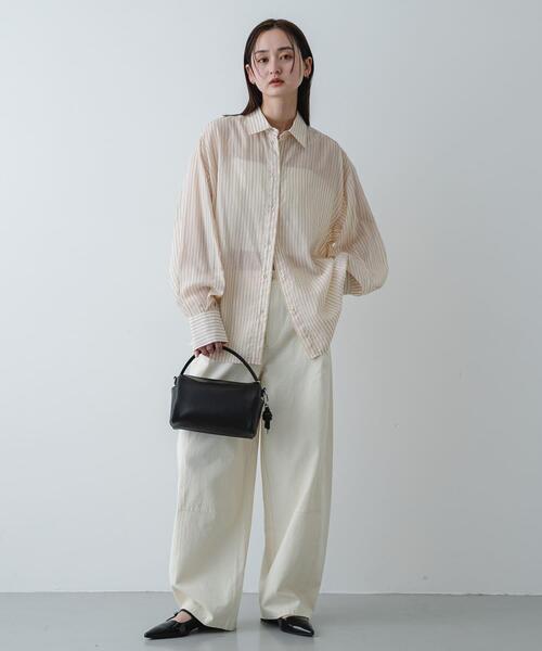 SENSE OF PLACE by URBAN RESEARCH（センスオブプレイスバイアーバンリサーチ）の「『接触冷感/速乾』シアーストライプアレンジシャツ（シャツ/ブラウス・レディース・ライトピンク/ライトブルー/ベージュ・ONE）」の20枚目の写真