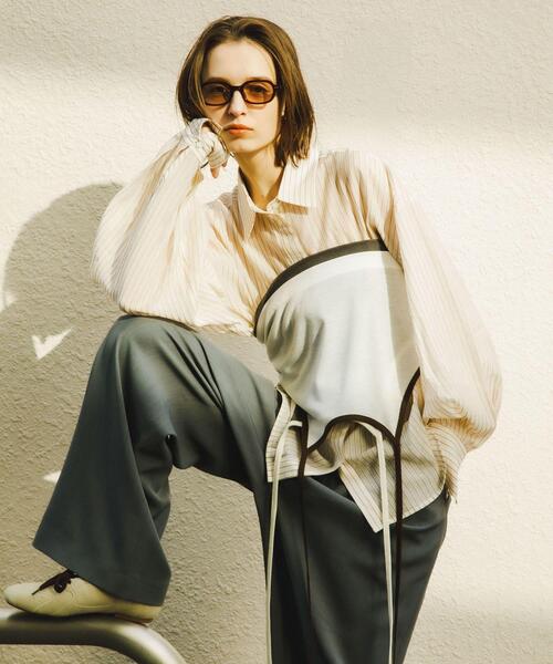 SENSE OF PLACE by URBAN RESEARCH（センスオブプレイスバイアーバンリサーチ）の「『接触冷感/速乾』シアーストライプアレンジシャツ（シャツ/ブラウス・レディース・ライトピンク/ライトブルー/ベージュ・ONE）」の22枚目の写真