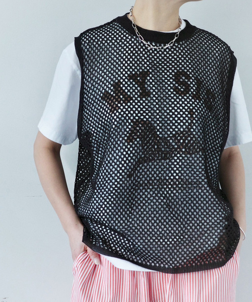 JOURNAL STANDARD LUXE(ジャーナルスタンダード ラックス)の「メッシュアミ ベスト(ベスト・レディース・ホワイト/チャコールグレー/ブラック・FREE)」の3枚目の写真