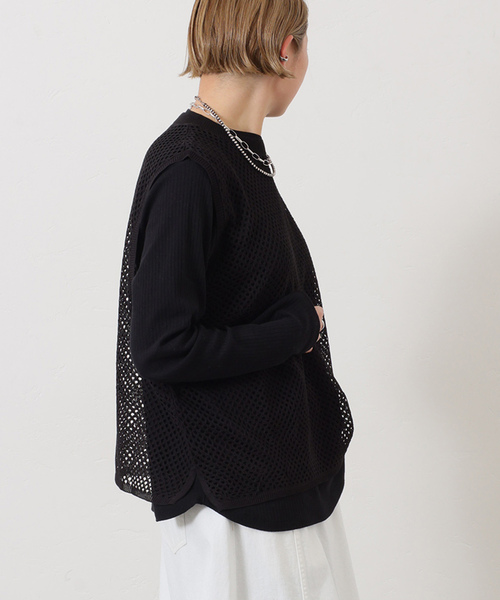 JOURNAL STANDARD LUXE(ジャーナルスタンダード ラックス)の「メッシュアミ ベスト(ベスト・レディース・ホワイト/チャコールグレー/ブラック・FREE)」の9枚目の写真