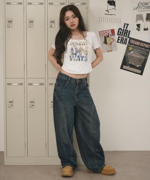 dispark（ディスパーク）の「DISPARK/【26年春夏新作】スタッズネックロゴクロップドT（Tシャツ/カットソー・レディース・ブラック/ホワイト・FREE）」の5枚目の写真