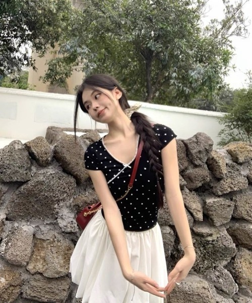Ritzy(リッツィー)の「ドット柄リボン付き トップス(Tシャツ/カットソー・レディース・ブラック・M)」の15枚目の写真