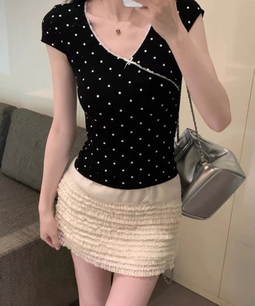 Ritzy(リッツィー)の「ドット柄リボン付き トップス(Tシャツ/カットソー・レディース・ブラック・M)」の20枚目の写真