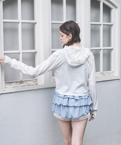 Lovilyn(ラヴィリン)の「UVカットフリルパーカー(パーカー・レディース・ブラック/ホワイト/ホワイト系その他・FREE)」の15枚目の写真