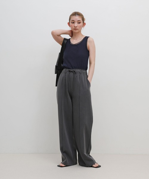 select MOCA(セレクトモカ)の「リブチュールドッキングタンクトップ(タンクトップ・レディース・ネイビー/チャコールグレー/アイボリー・FREE)」の4枚目の写真