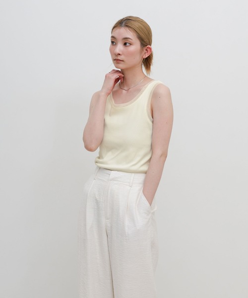select MOCA(セレクトモカ)の「リブチュールドッキングタンクトップ(タンクトップ・レディース・ネイビー/チャコールグレー/アイボリー・FREE)」の14枚目の写真