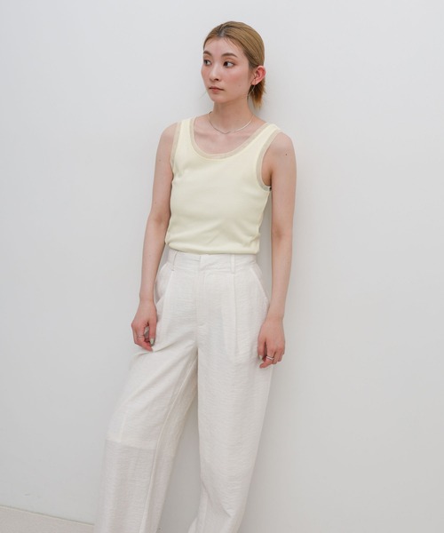 select MOCA(セレクトモカ)の「リブチュールドッキングタンクトップ(タンクトップ・レディース・ネイビー/チャコールグレー/アイボリー・FREE)」の16枚目の写真