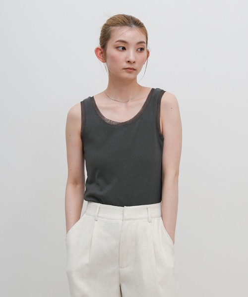 select MOCA(セレクトモカ)の「リブチュールドッキングタンクトップ(タンクトップ・レディース・ネイビー/チャコールグレー/アイボリー・FREE)」の21枚目の写真